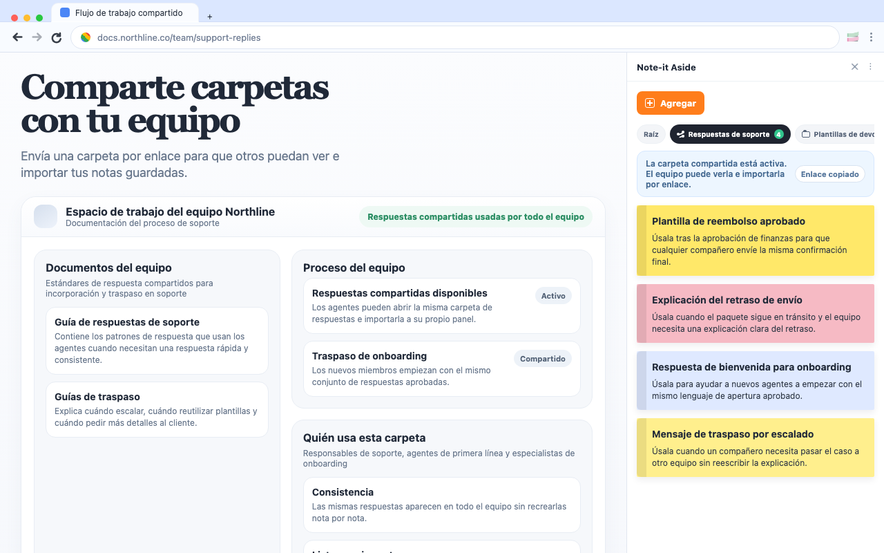 Comparte carpetas con tu equipo