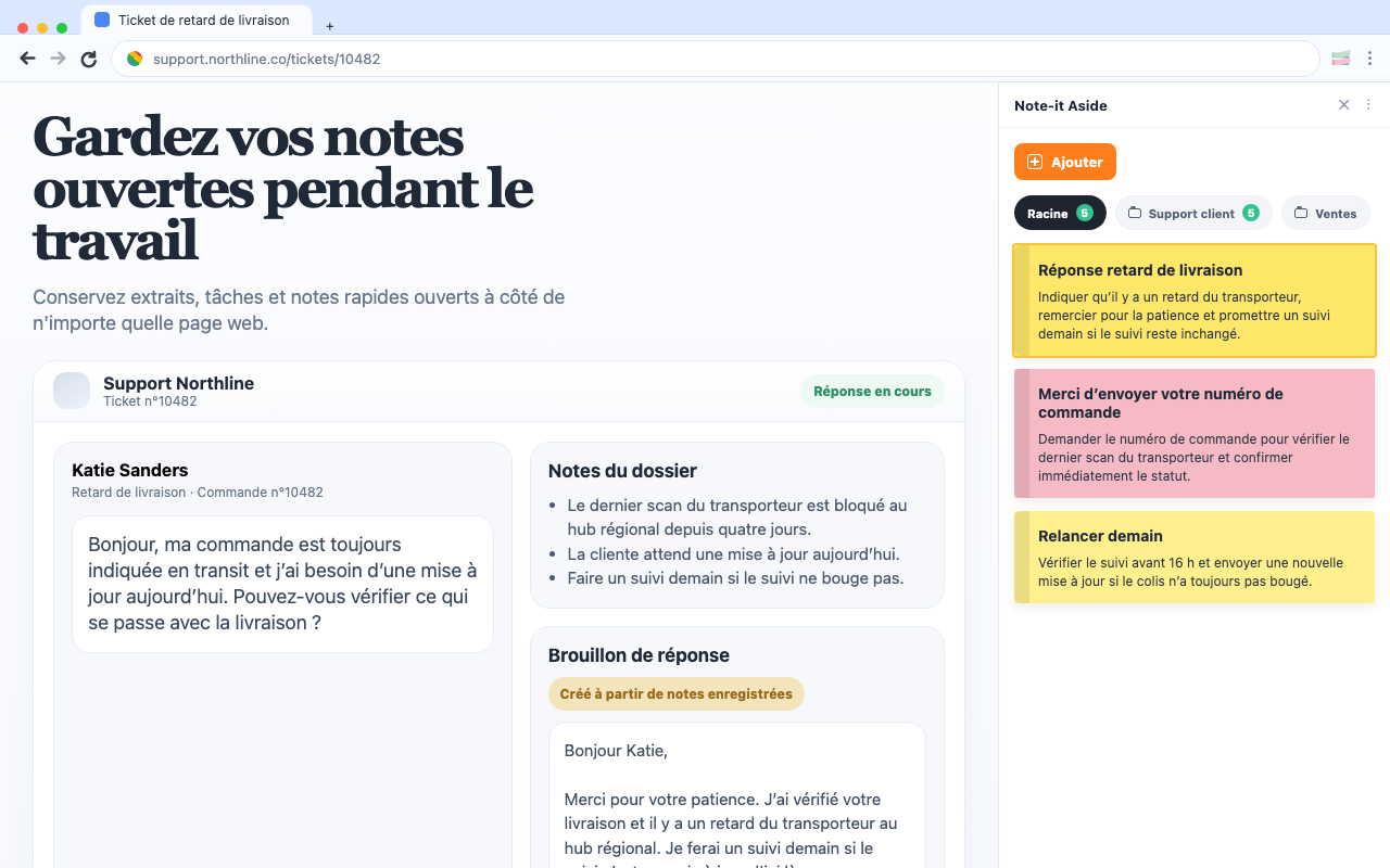 Enregistrez des notes pendant le travail