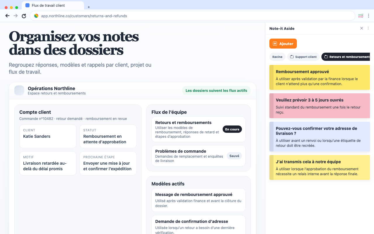Organisez les notes dans des dossiers