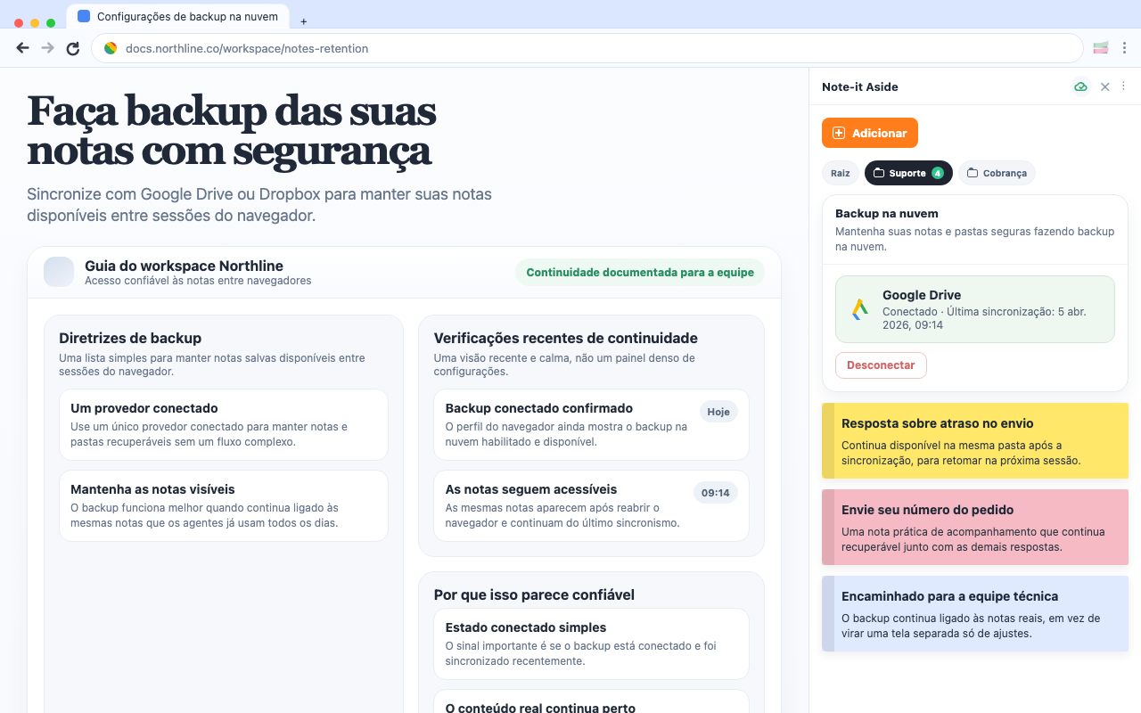 Faça backup das suas notas com segurança
