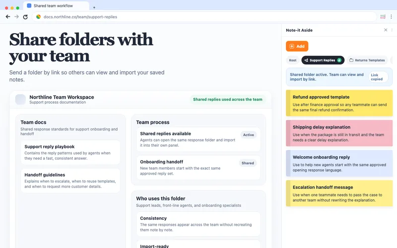 Share folders with your team