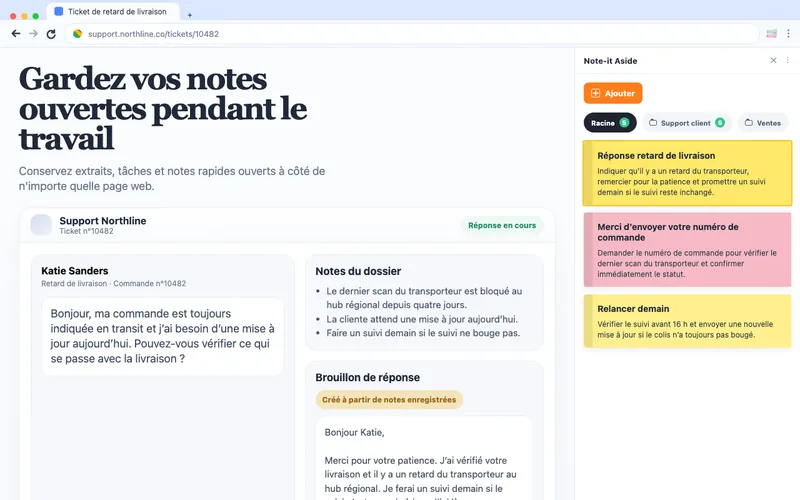 Enregistrez des notes pendant le travail