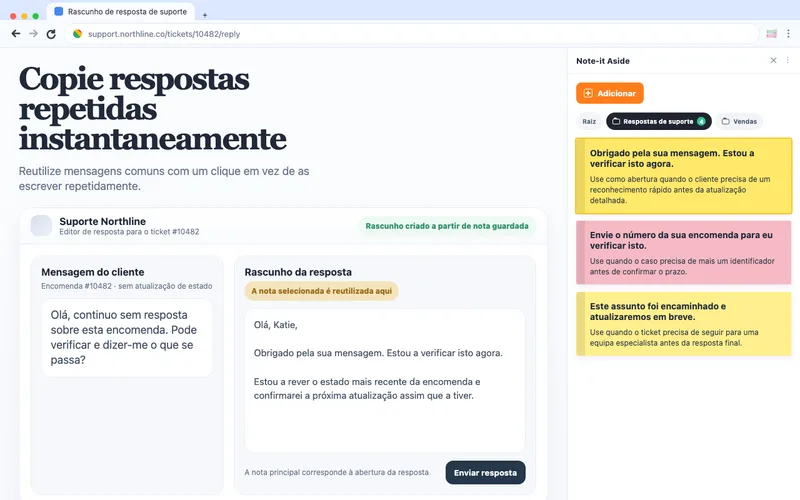 Copie respostas repetidas rapidamente